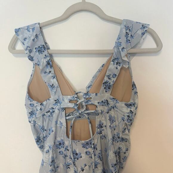 NWT A Pea in the Pod Ruffled Maternity Floral Swimsuit Light Blue Size XS - Picture 6 of 7